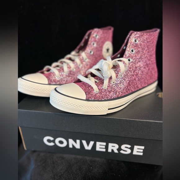 CONVERSE Orchid Abyss/Egret/Black Chuck Taylor All Star Glitter SZ 11 - Picture 12 of 16